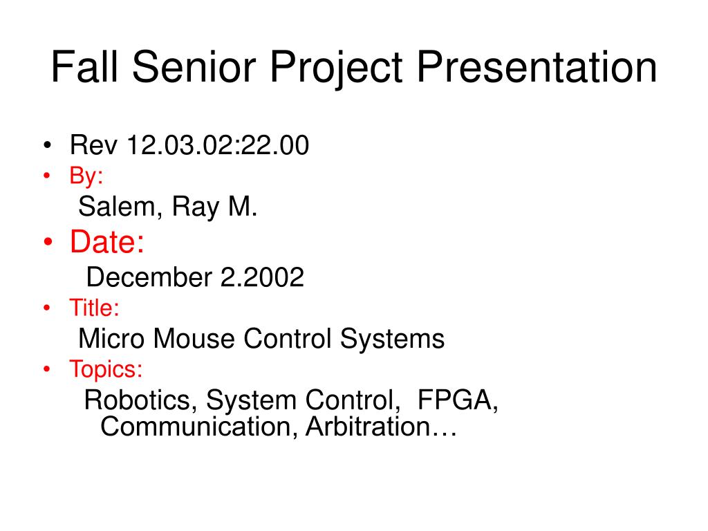 PPT - Fall Senior Project Presentation PowerPoint Presentation, free ...