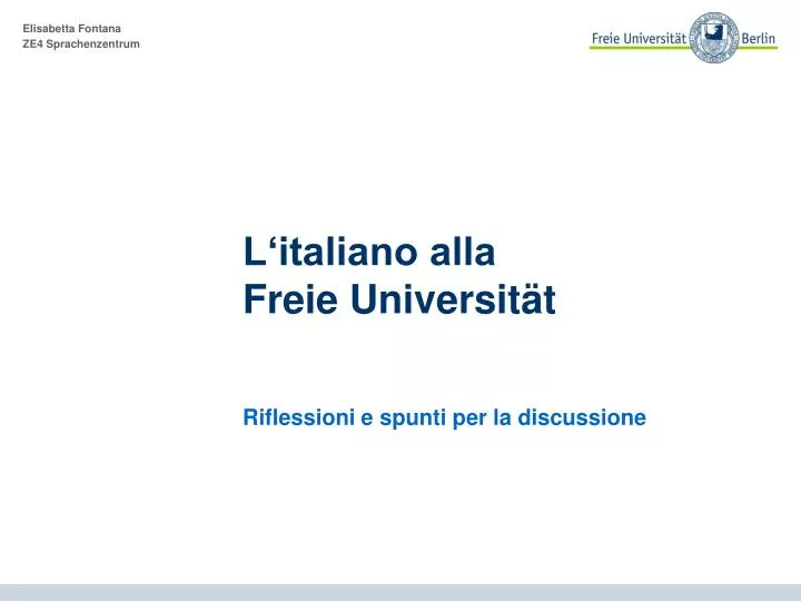 l italiano alla freie universit t