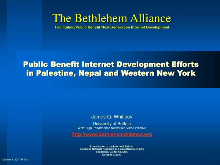 public benefit internet development efforts in palestine nepal and western new york