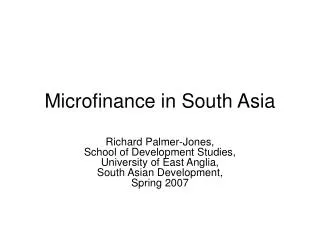 Microfinance in South Asia