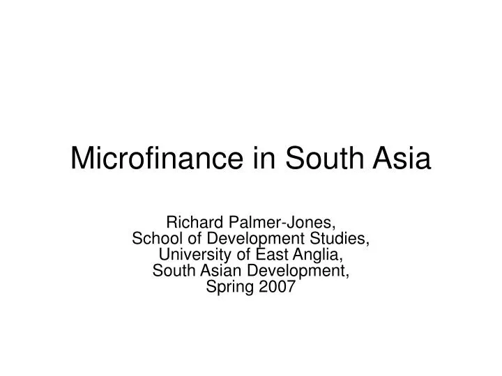microfinance in south asia