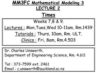 MM3FC Mathematical Modeling 3 LECTURE 2