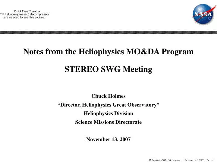notes from the heliophysics mo da program stereo swg meeting