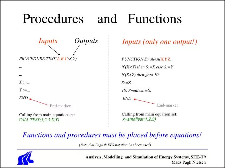 procedures and functions