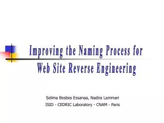 Improving the Naming Process for Web Site Reverse Engineering