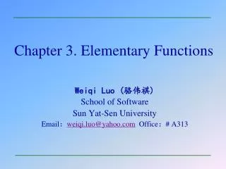 Chapter 3. Elementary Functions
