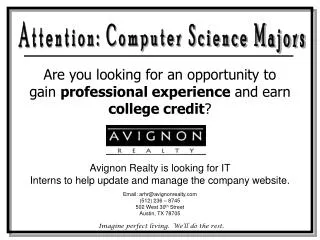 Attention: Computer Science Majors