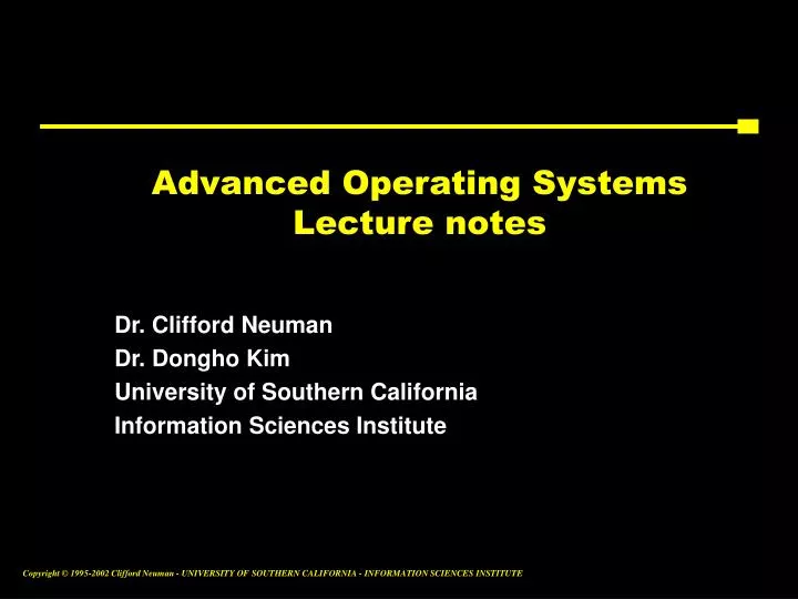 advanced operating systems lecture notes