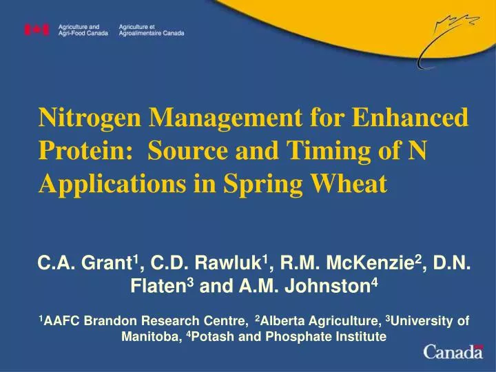 nitrogen management for enhanced protein source and timing of n applications in spring wheat