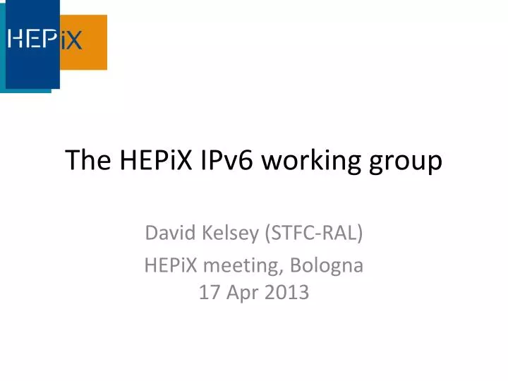 the hepix ipv6 working group