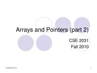 Arrays and Pointers (part 2)