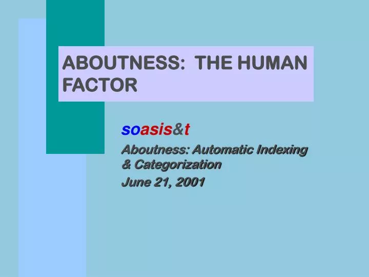 aboutness the human factor