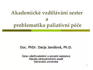 akademick vzd l v n sester a problematika paliativn p e