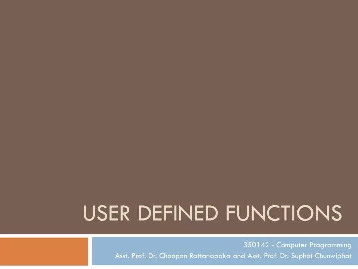 user defined functions