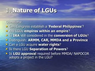 1. Nature of LGUs