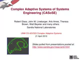 Complex Adaptive Systems of Systems Engineering (CASoSE)