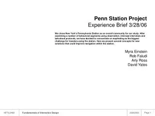 Penn Station Project Experience Brief 3/28/06