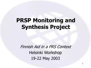 PRSP Monitoring and Synthesis Project