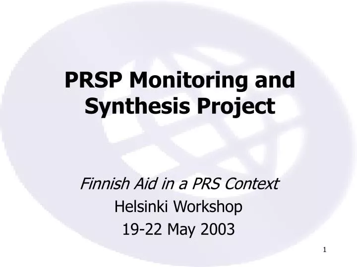 prsp monitoring and synthesis project