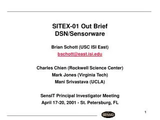 SITEX-01 Out Brief DSN/Sensorware