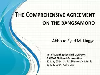 The Comprehensive agreement on the bangsamoro
