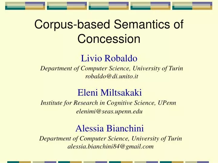 corpus based semantics of concession