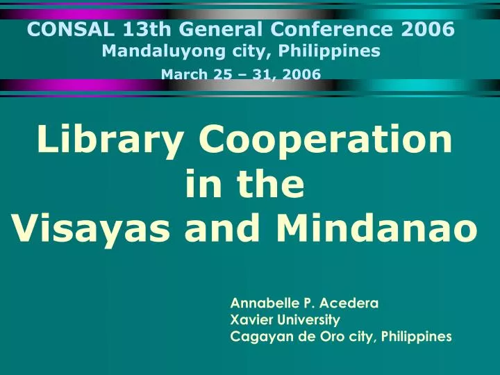 consal 13th general conference 2006 mandaluyong city philippines march 25 31 2006