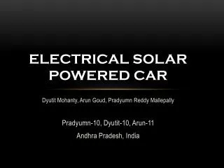 Electrical solar powered car