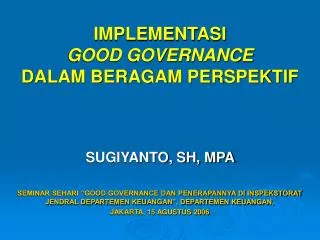 implementasi good governance dalam beragam perspektif