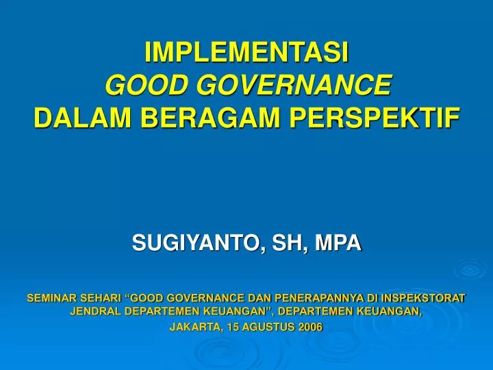 implementasi good governance dalam beragam perspektif