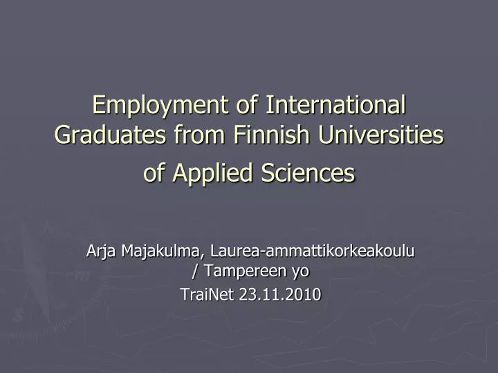 employment of international graduates from finnish universities of applied sciences