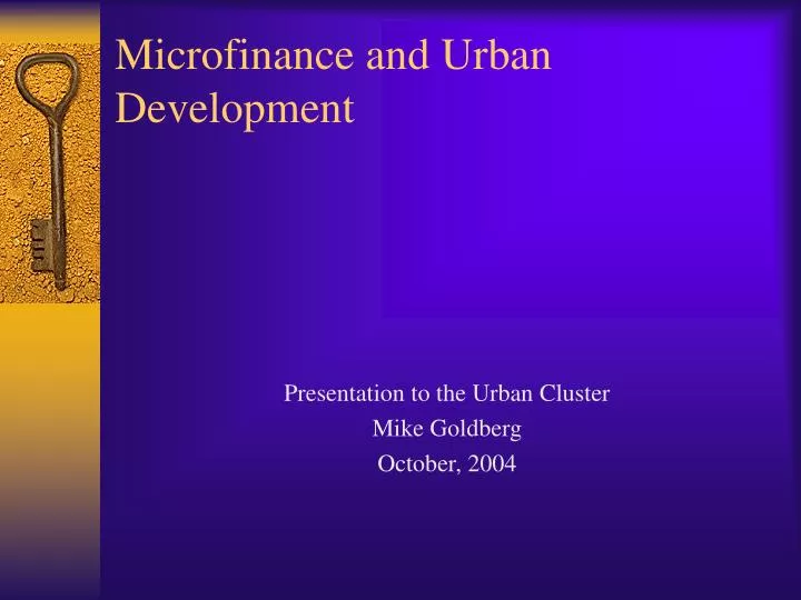 microfinance and urban development