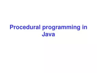 Procedural programming in Java
