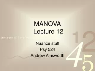 MANOVA Lecture 12