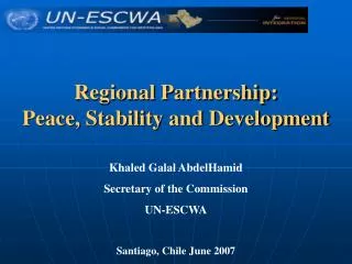 Regional Partnership: Peace, Stability and Development