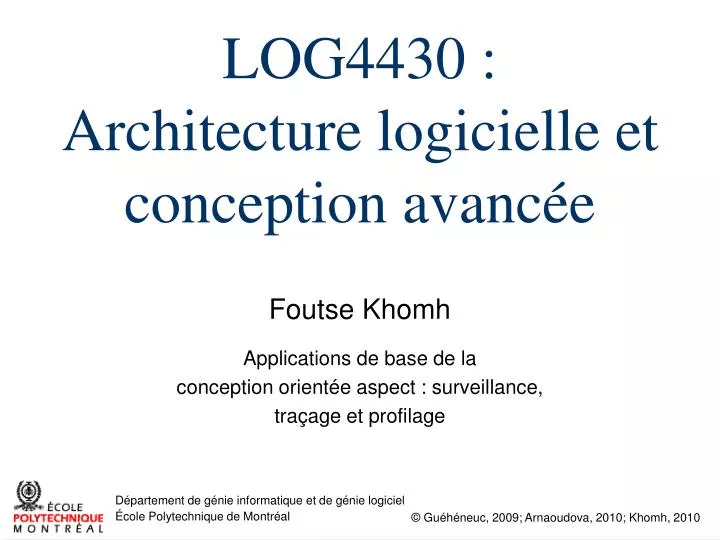 log4430 architecture logicielle et conception avanc e
