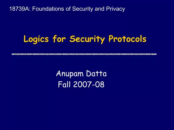 logics for security protocols
