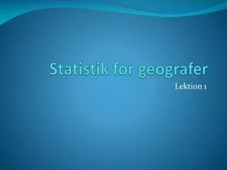 statistik for geografer