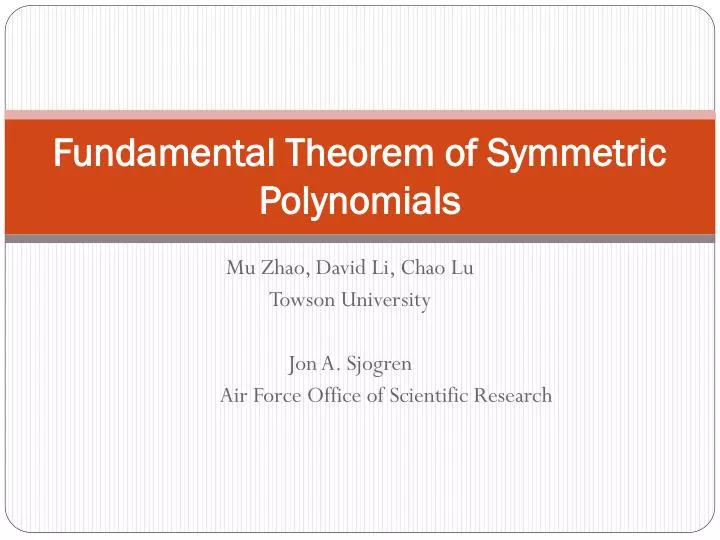 fundamental theorem of symmetric polynomials