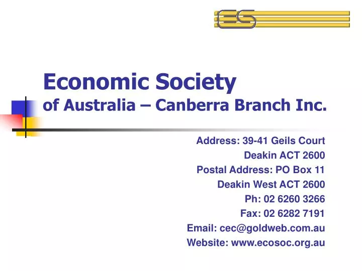 economic society of australia canberra branch inc