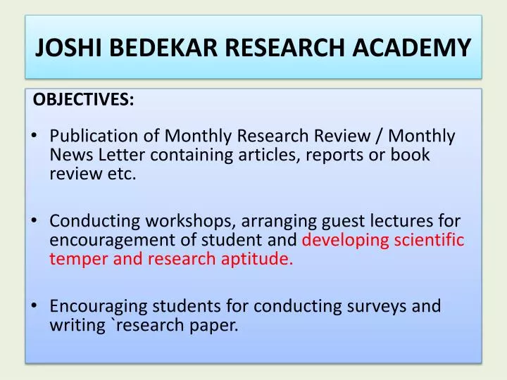joshi bedekar research academy