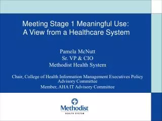 Meeting Stage 1 Meaningful Use: A View from a Healthcare System