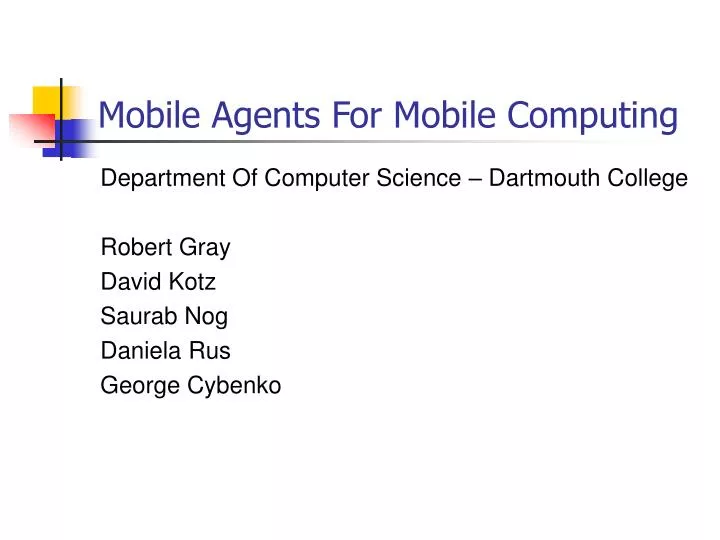 mobile agents for mobile computing