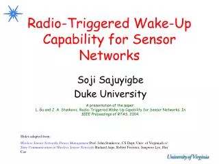 Radio-Triggered Wake-Up Capability for Sensor Networks