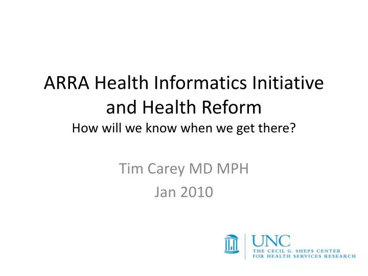 arra health informatics initiative and health reform how will we know when we get there
