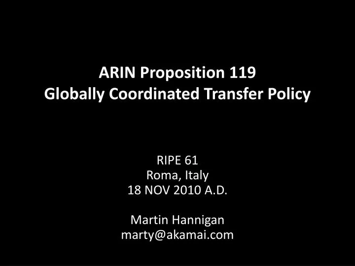 arin proposition 119 globally coordinated transfer policy