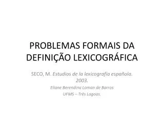problemas formais da defini o lexicogr fica