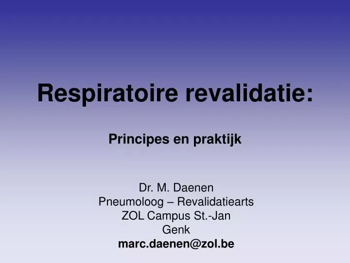 respiratoire revalidatie principes en praktijk
