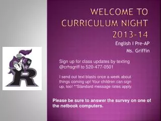 Welcome to Curriculum Night 2013-14