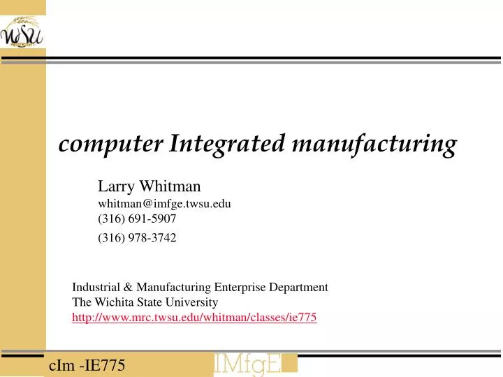 computer integrated manufacturing presentation topics